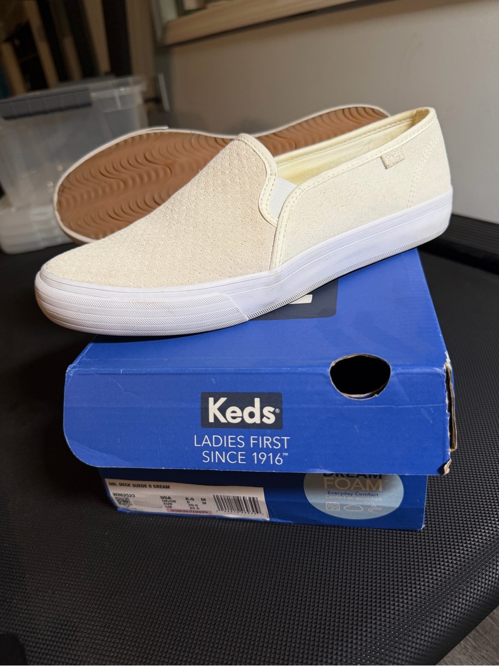Keds Slip-On suede Sneakers in Cream